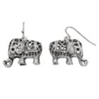 Mudd&reg; Antiqued Elephant Nickel Free Drop Earrings, Women's, Silver