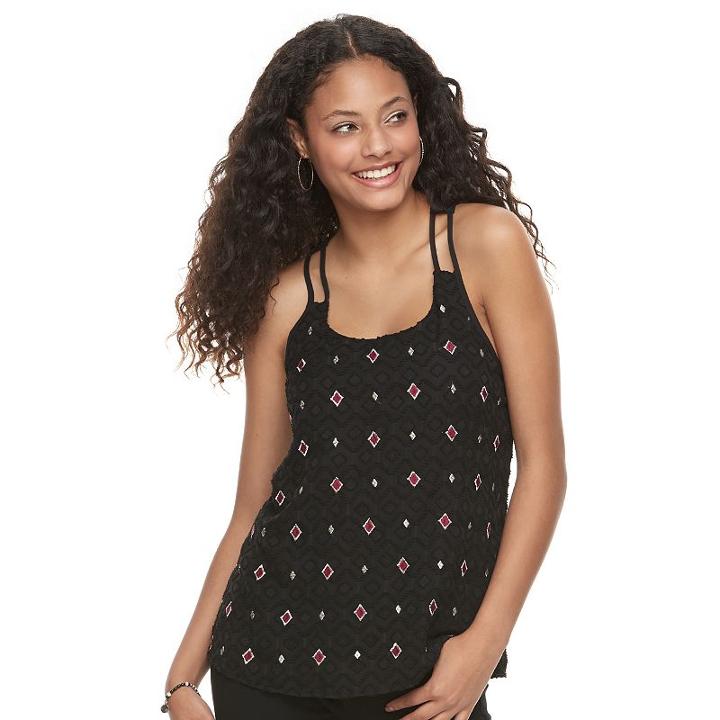 Juniors' Candie's&reg; Textured Strappy Back Tank, Girl's, Size: Xs, Oxford