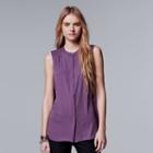 Women's Simply Vera Vera Wang Smocked Shoulder Blouse, Size: Small, Purple