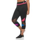Plus Size Fila Sport&reg; Colorblock Mesh Insert Capri Leggings, Women's, Size: 2xl, Black