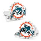Miami Dolphins Rhodium-plated Cuff Links, Men's, Multicolor