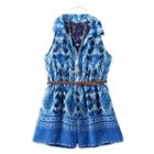 Girls 7-16 Knitworks Lace Back Patterned Belted Romper With Necklace, Girl's, Size: 8, Blue
