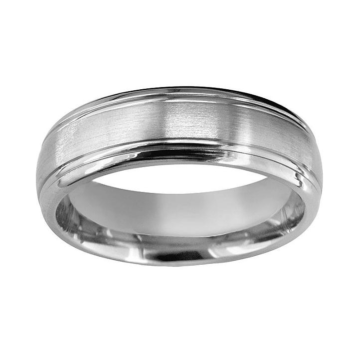 Titanium Double Groove Wedding Band - Men, Size: 11, Grey