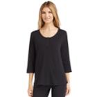 Women's Cuddl Duds Pajamas: Essential Henley Top, Size: Large, Black