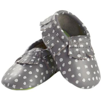 Itzy Ritzy Baby Moc Happens Ritzy Dot Moccasins, Infant Unisex, Size: 6-12months, Grey