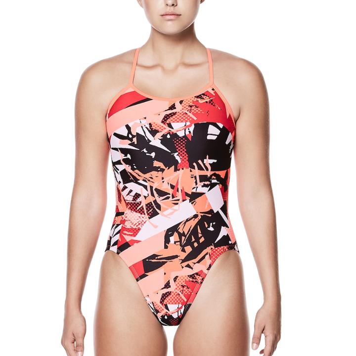 Women's Nike Performance Cutout Graphic One-piece Swimsuit, Size: 30, Light Red