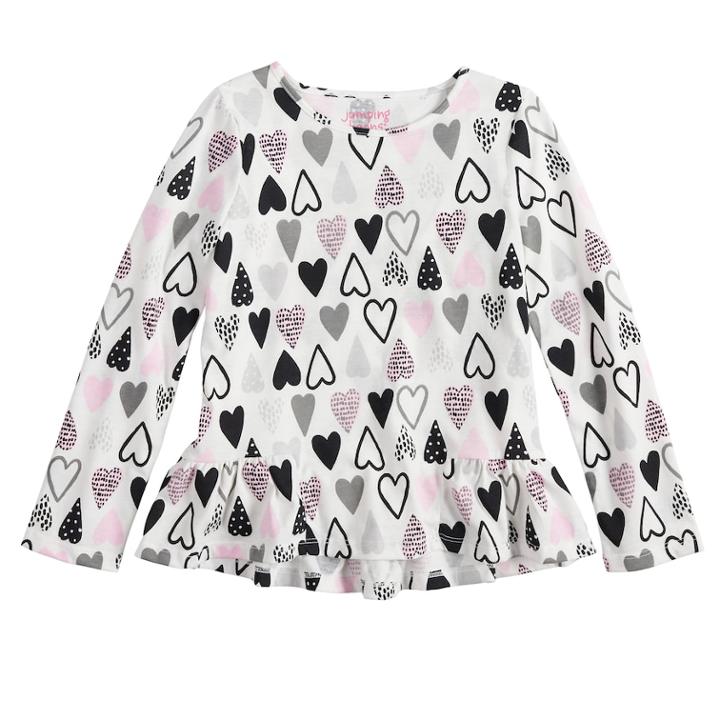 Girls 4-10 Jumping Beans&reg; Pieced Ruffle Hem Top, Size: 8, Natural