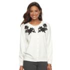 Women's Croft & Barrow&reg; Flocked Lace Cardigan, Size: Xl, White