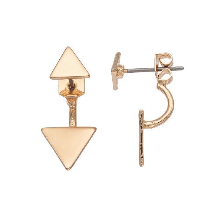 Lc Lauren Conrad Triangle Front Back Earrings, Women's, Gold