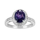 Sterling Silver Amethyst And Diamond Accent Oval Ring, Women's, Size: 6, Purple