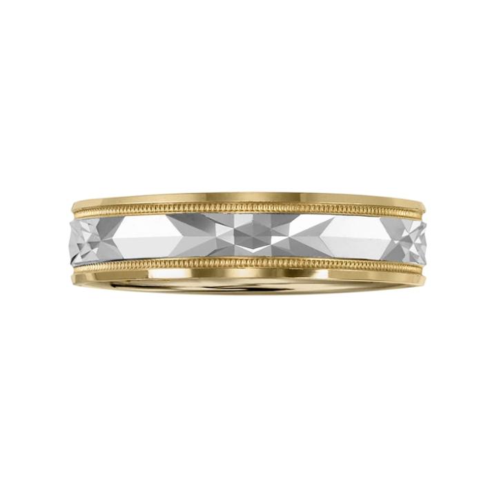 Lovemark 10k Gold Two Tone Men's Wedding Band, Size: 8.50, Multicolor