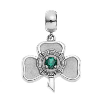 Insignia Collection Simulated Emerald Sterling Silver Irish Shamrock Maltese Cross Charm, Women's, Multicolor
