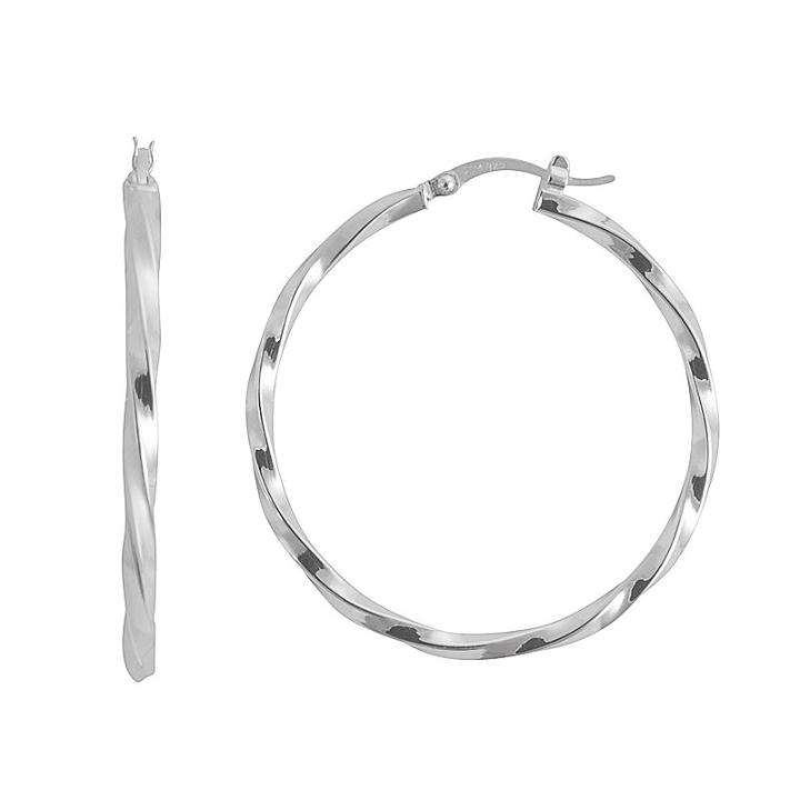 Silver Classics Sterling Silver Twisted Hoop Earrings, Women's, Grey