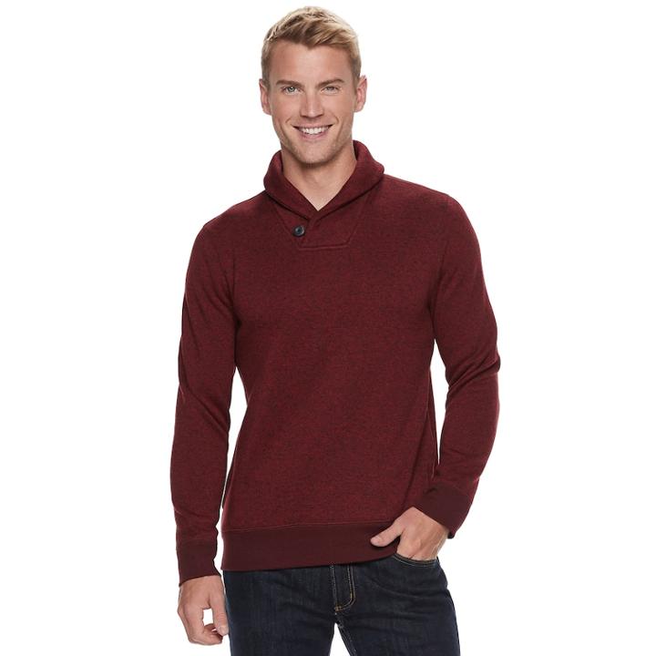 Men's Sonoma Goods For Life&trade; Modern-fit Supersoft Sweater Fleece Shawl-collar Sweater, Size: Medium, Dark Red