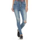 Juniors' Mudd&reg; High Waist Button Fly Jeggings, Teens, Size: 13, Med Blue