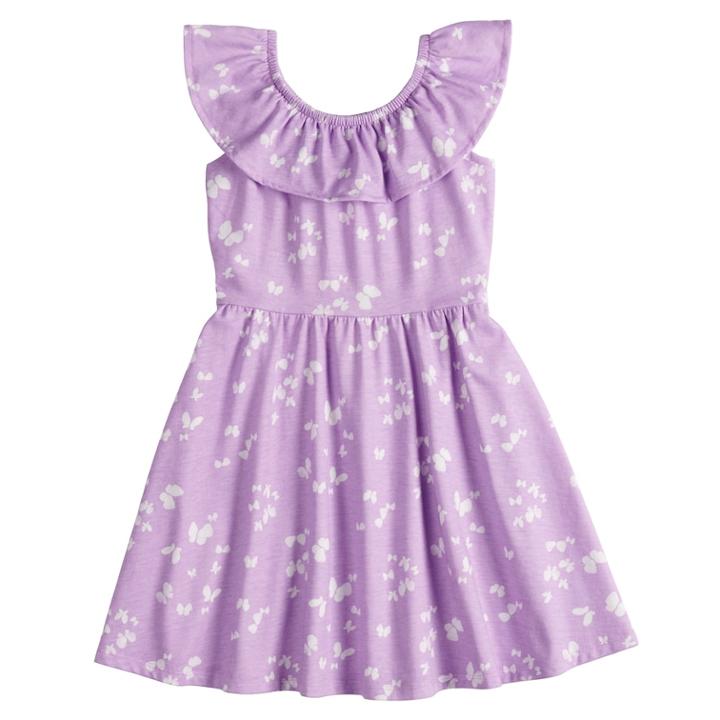 Girls 4-10 Jumping Beans&reg; Ruffled Neck Skater Dress, Size: 4, Lt Purple