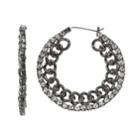Simply Vera Vera Wang Simulated Crystal Chain Hoop Earrings, Women's, Black