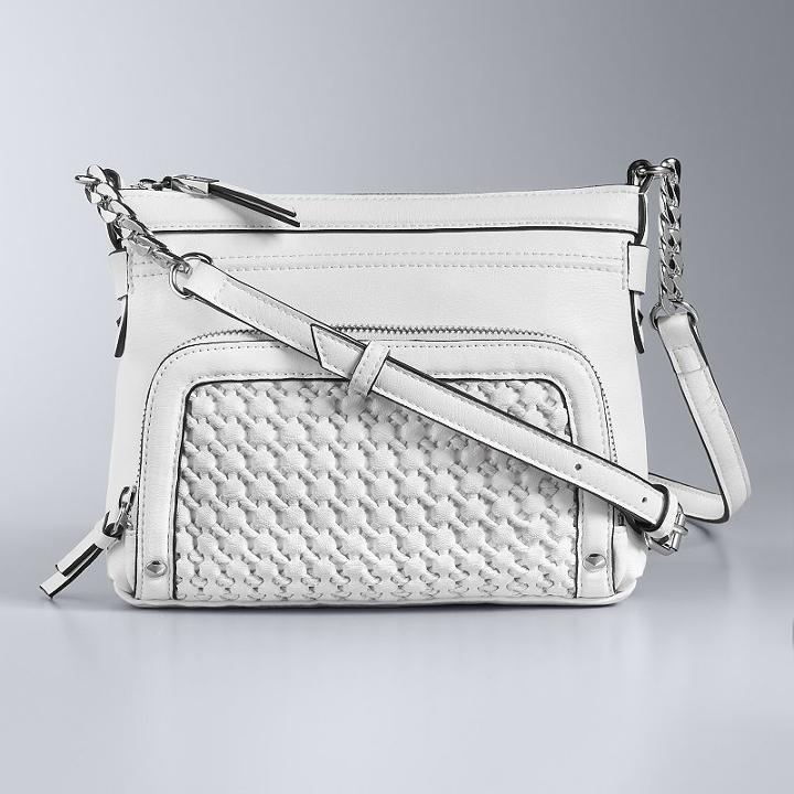 Simply Vera Vera Wang Easton Basket Weave Crossbody Bag, Women's, White