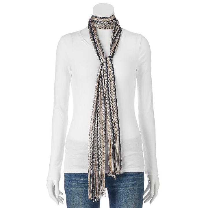 Apt. 9&reg; Zigzag Stripe Knit Skinny Scarf, Black