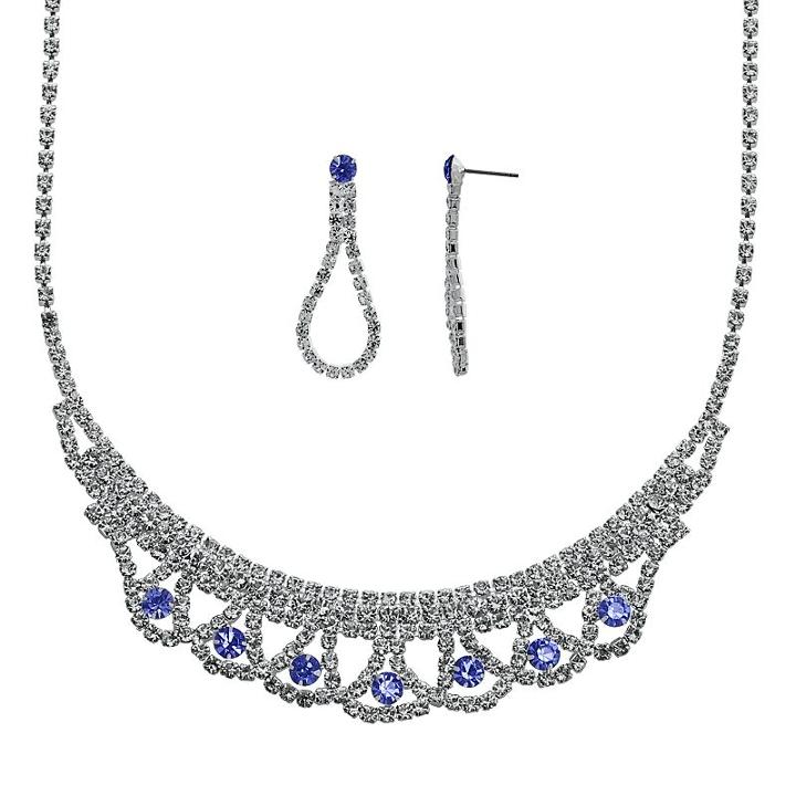 Crystal Allure Necklace And Teardrop Earring Set, Women's, Size: 16.5, Blue