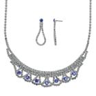 Crystal Allure Necklace And Teardrop Earring Set, Women's, Size: 16.5, Blue
