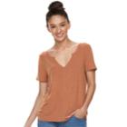 Juniors' Mudd&reg; Notch Neck Tee, Teens, Size: Medium, Med Brown