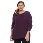 Plus Size Sonoma Goods For Life&trade; Pointelle Crewneck Sweater, Women's, Size: 4xl, Drk Purple
