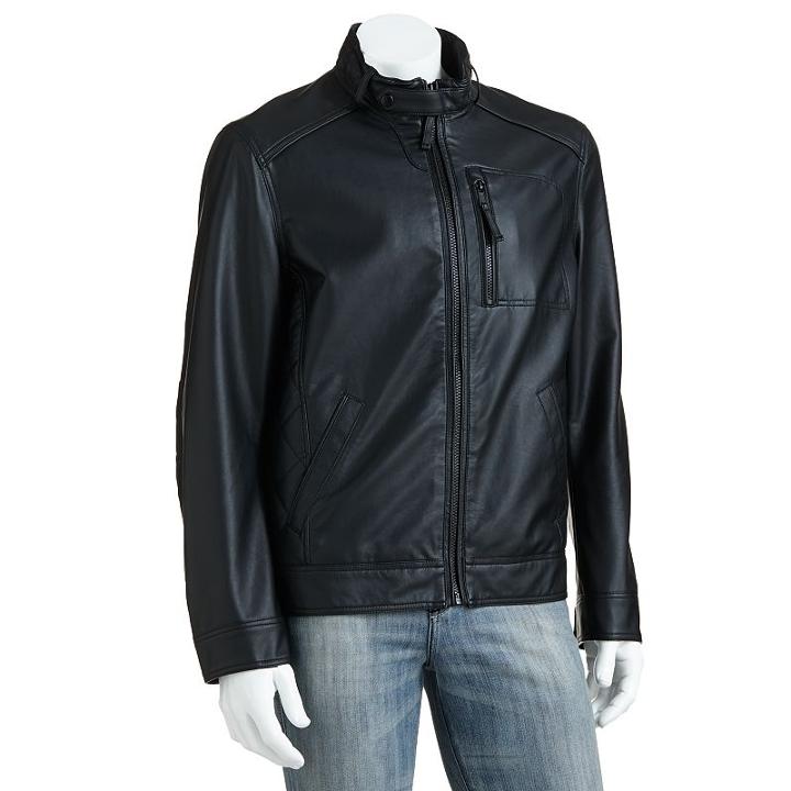 Big & Tall Sonoma Goods For Life&trade; Ribbed Faux-leather Jacket, Men's, Size: L Tall, Black