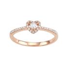 10k Rose Gold 1/4 Carat T.w. Diamond Heart Promise Ring, Women's, Size: 7, White