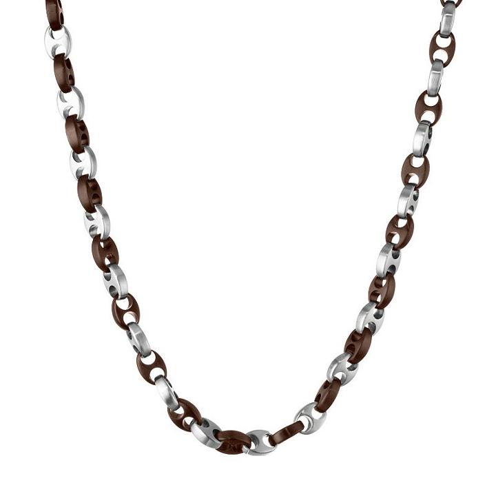 Lynx Stainless Steel Two-tone Link Necklace, Adult Unisex, Size: 22, Grey