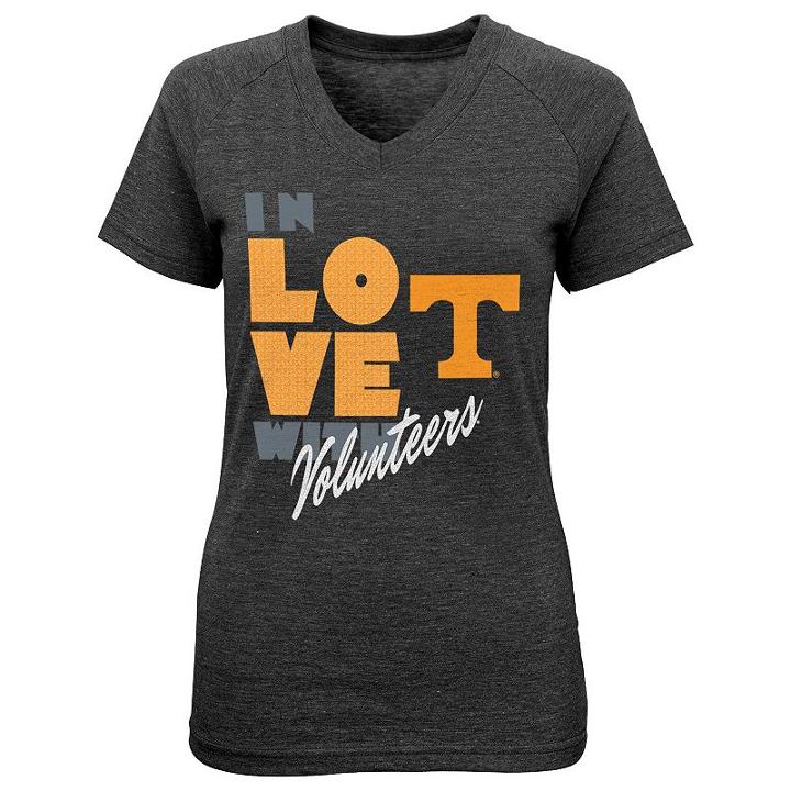 Girls 7-16 Tennessee Volunteers In Love Tee, Girl's, Size: M(10-12), Black