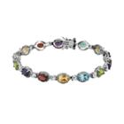 Sterling Silver Gemstone Bracelet, Women's, Size: 7.25, Multicolor