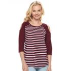 Juniors' So&reg; Cold Shoulder Raglan Tee, Teens, Size: Large, Red