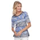 Women's Croft & Barrow&reg; Side-button Top, Size: Large, Blue (navy)