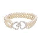 Pearlustre By Imperial Freshwater Cultured Pearl Heart Link Bracelet, Women's, Size: 7.5, White
