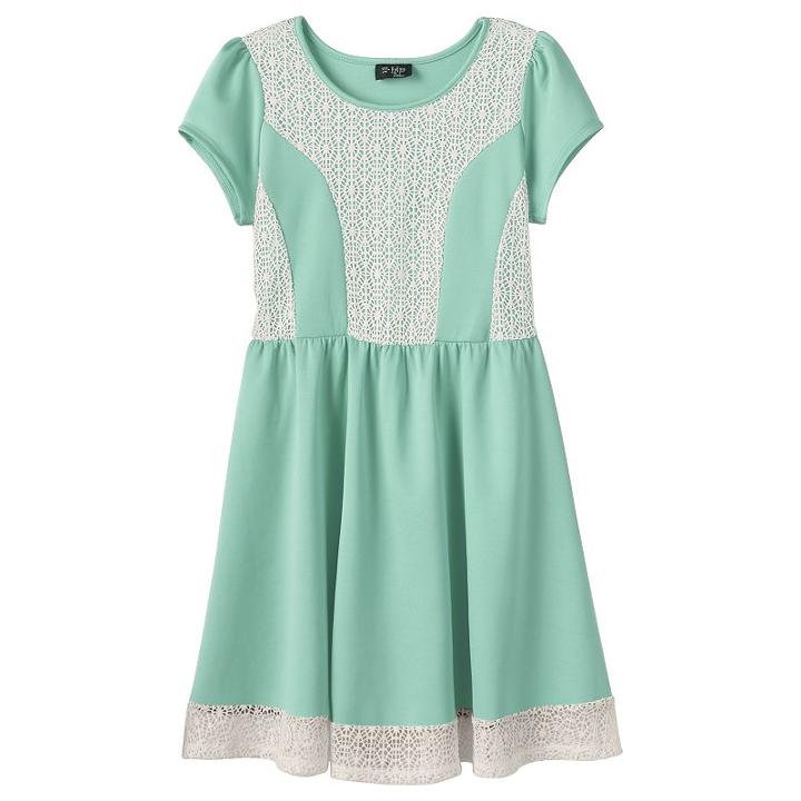 Plus Size Girls 7-16 2hip Crochet Scuba Skater Dress, Girl's, Size: 12 1/2, Green Oth