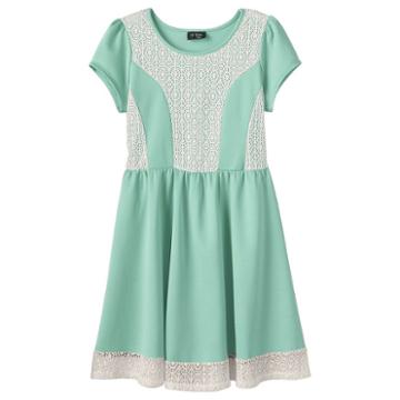Plus Size Girls 7-16 2hip Crochet Scuba Skater Dress, Girl's, Size: 12 1/2, Green Oth