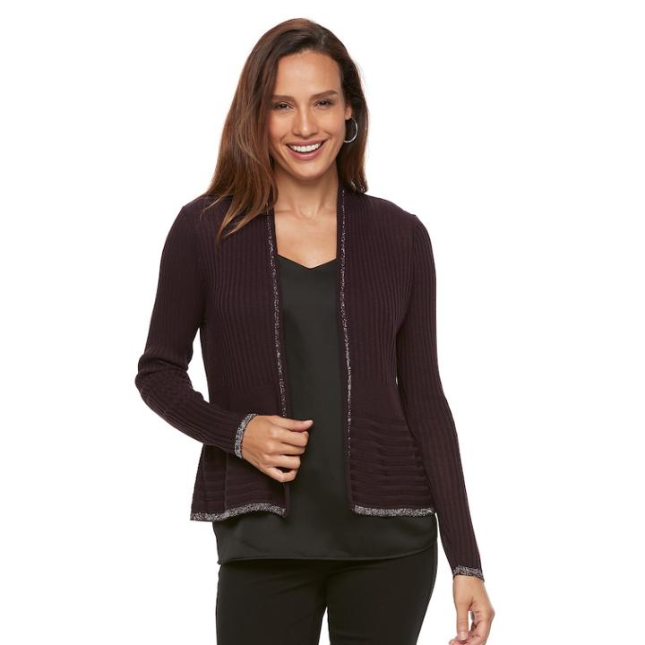 Petite Apt. 9&reg; Peplum Hem Cardigan, Women's, Size: L Petite, Purple