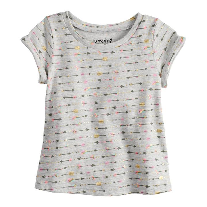 Baby Girl Jumping Beans&reg; Glittery Graphic Tee, Size: 12 Months, Light Grey