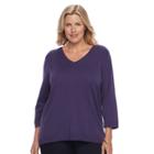 Plus Size Croft & Barrow&reg; V-neck Pullover, Women's, Size: 1xl, Purple