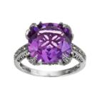 Lavish By Tjm Sterling Silver Lab-created Amethyst & Marcasite Ring, Women's, Size: 6, Multicolor
