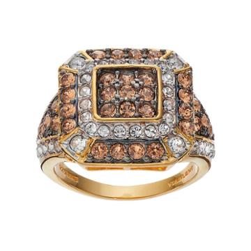 Champagne Brilliance 14k Gold Over Silver Crystal Octagon Ring, Women's, Size: 7, Brown