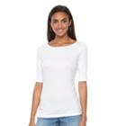 Women's Apt. 9&reg; Essential Striped Boatneck Tee, Size: Small, White