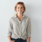 Women's Sonoma Goods For Life&trade; Plaid Tie-front Shirt, Size: Xl, Lt Green
