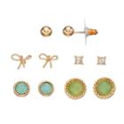 Lc Lauren Conrad Bow & Round Nickel Free Stud Earring Set, Women's, Lt Green