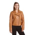 Women's Excelled Asymmetrical Leather Motorcycle Jacket, Size: Xl, Beig/green (beig/khaki)