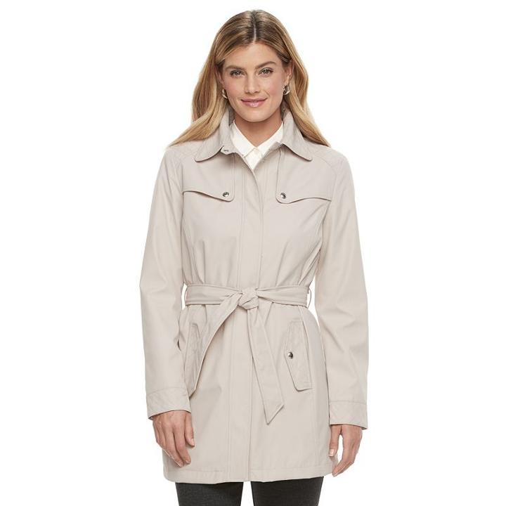 Women's Weathercast Bonded Trench Coat, Size: Small, Beig/green (beig/khaki)