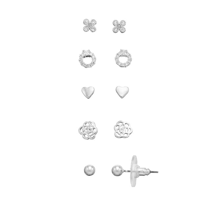 Lc Lauren Conrad Cubic Zirconia Nickel Free Stud Earring Set, Women's, Silver