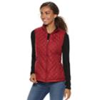 Women's Weathercast Quilted Velour-lined Vest, Size: Small, Dark Red