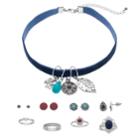 Mudd&reg; Elephant Charm Velvet Choker Necklace, Stud Earring & Ring Set, Women's, Black